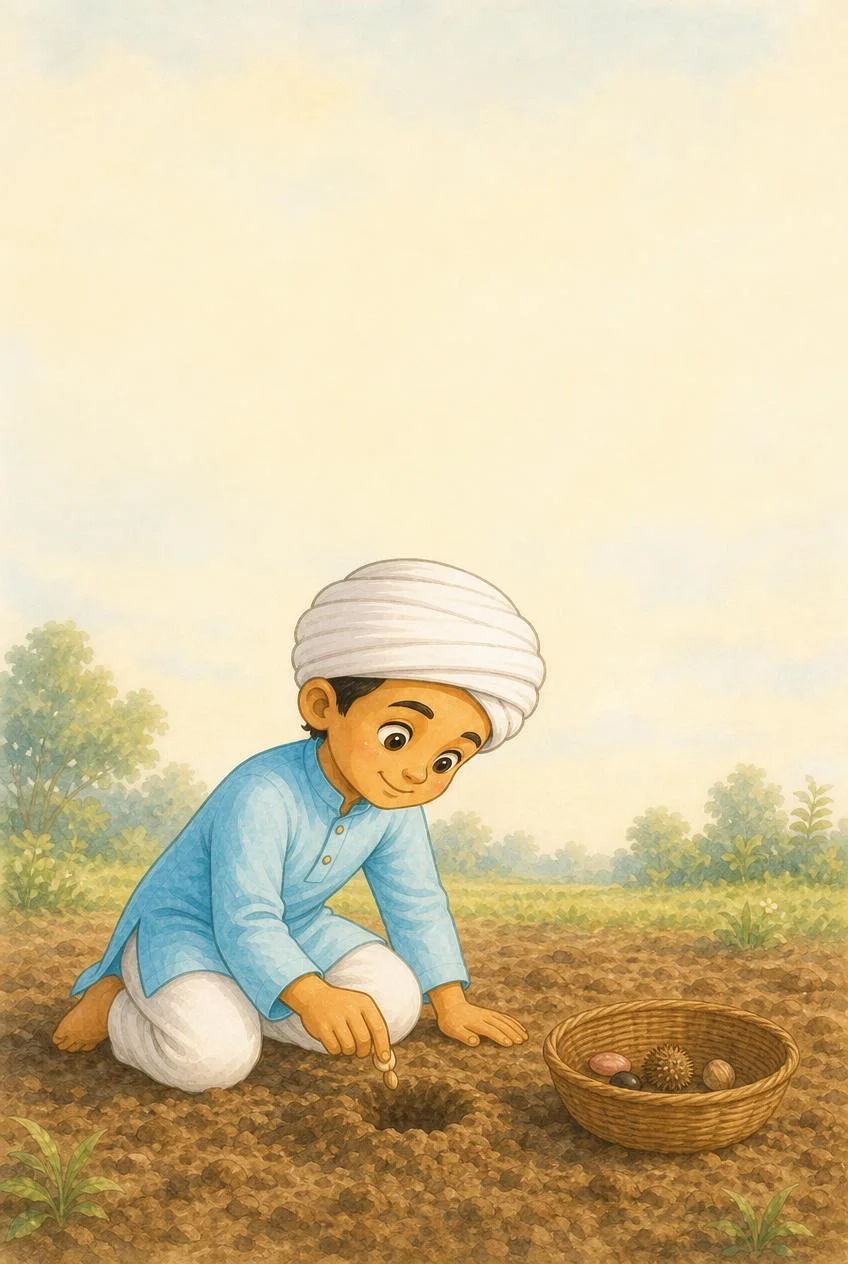 Little Kabir reflecting — illustrating cause and effect